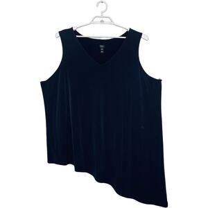 G.I.L.I. Black Stretch Slinky Knit Asymmetrical Hem Tunic Tank Top Boho Sz 3X